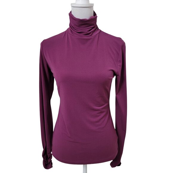 Worthington Size S Plum Purple Ruched Neck and Cuff Turtleneck, NEW with Tag - Picture 1 of 15